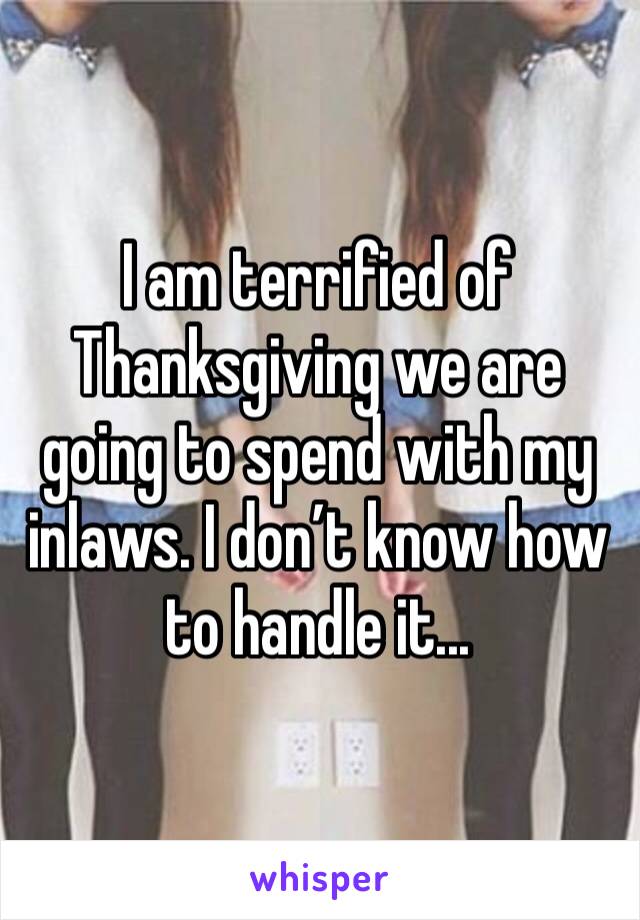 I am terrified of Thanksgiving we are going to spend with my inlaws. I don’t know how to handle it...