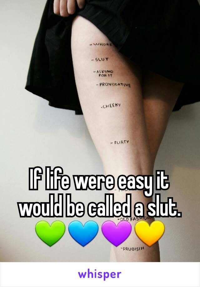 If life were easy it would be called a slut.
💚💙💜💛