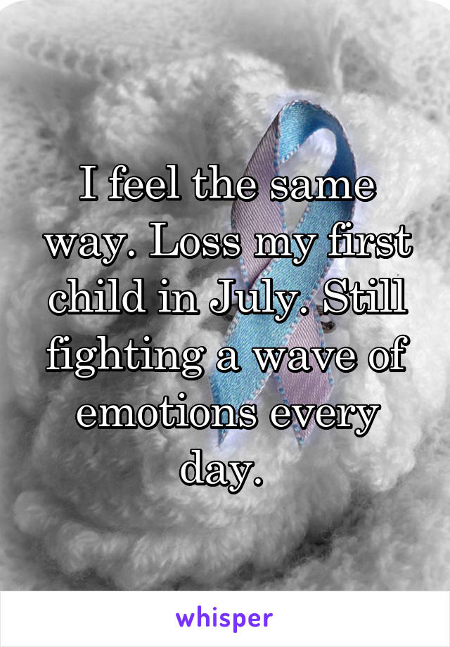 I feel the same way. Loss my first child in July. Still fighting a wave of emotions every day. 