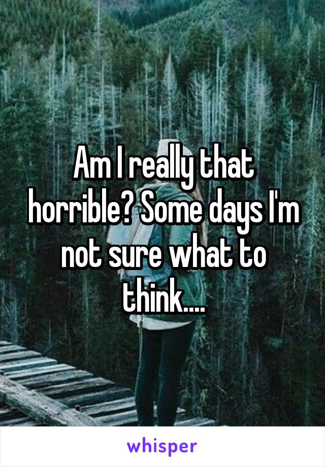 Am I really that horrible? Some days I'm not sure what to think....