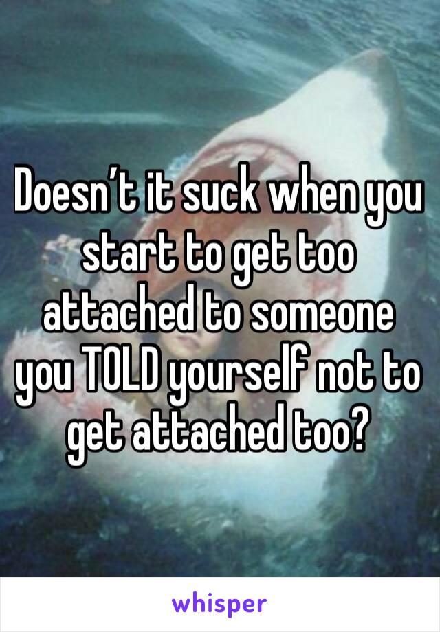 Doesn’t it suck when you start to get too attached to someone you TOLD yourself not to get attached too?