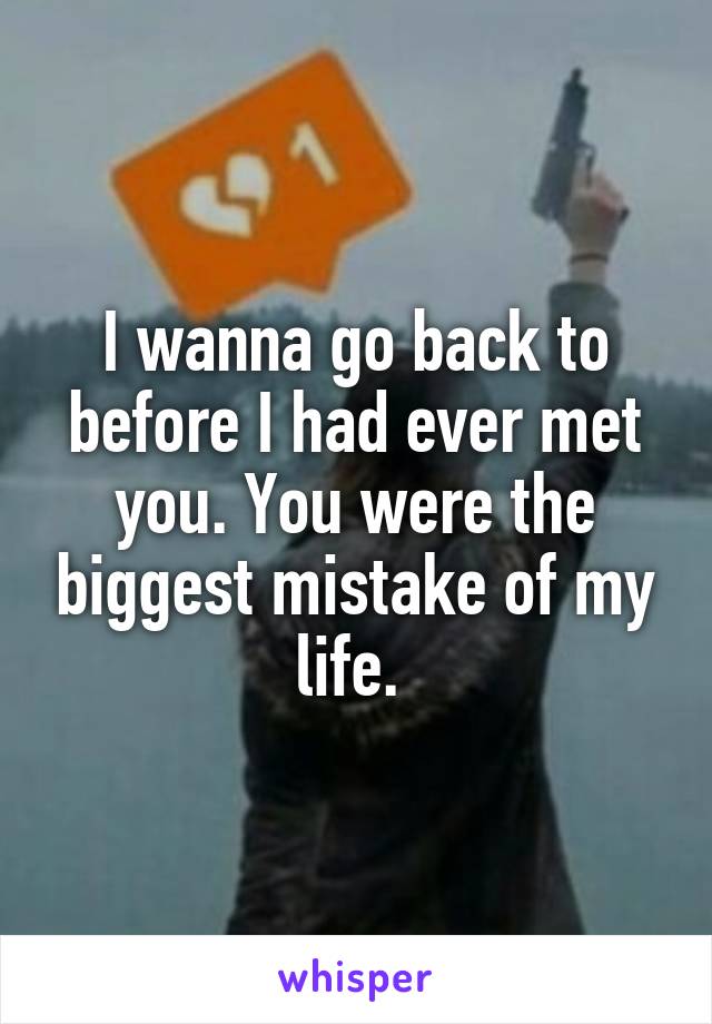 I wanna go back to before I had ever met you. You were the biggest mistake of my life. 