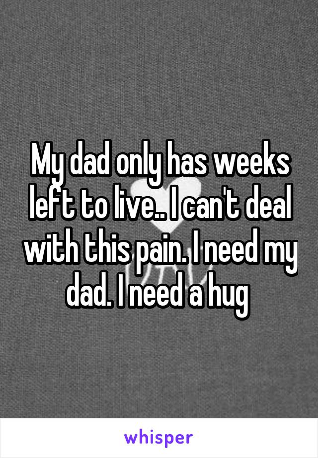 My dad only has weeks left to live.. I can't deal with this pain. I need my dad. I need a hug 