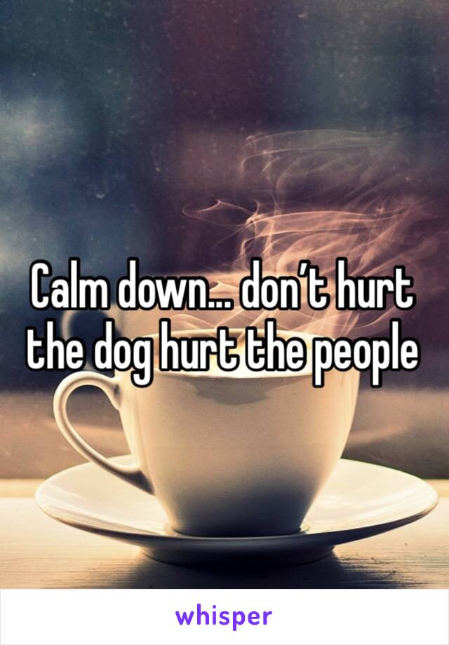 Calm down... don’t hurt the dog hurt the people 