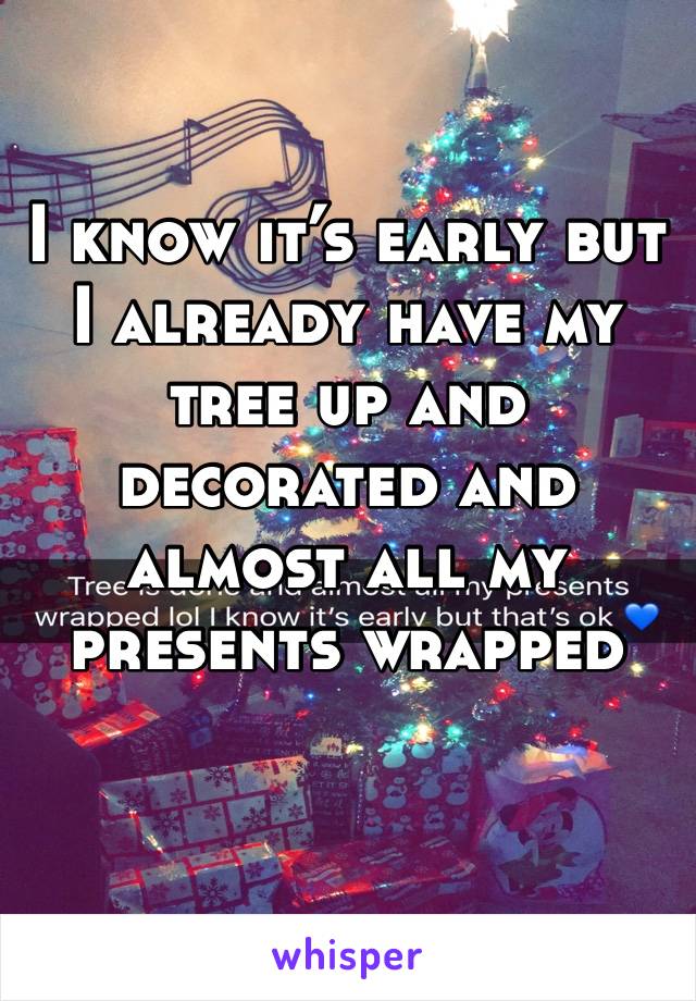 I know it’s early but I already have my tree up and decorated and almost all my presents wrapped 