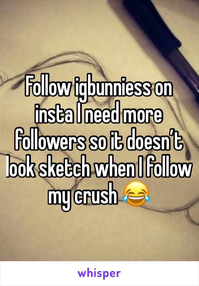 Follow igbunniess on insta I need more followers so it doesn’t look sketch when I follow my crush 😂