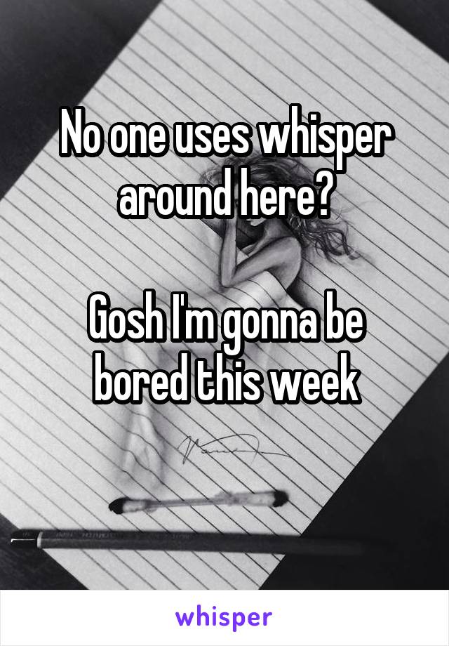 No one uses whisper around here?

Gosh I'm gonna be bored this week

