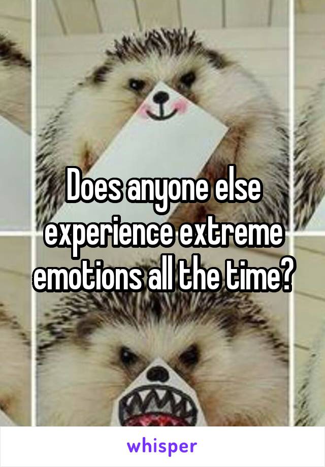 Does anyone else experience extreme emotions all the time?