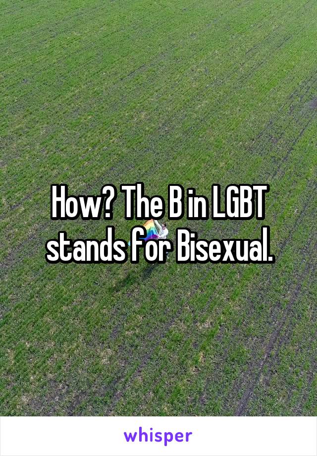 How? The B in LGBT stands for Bisexual.