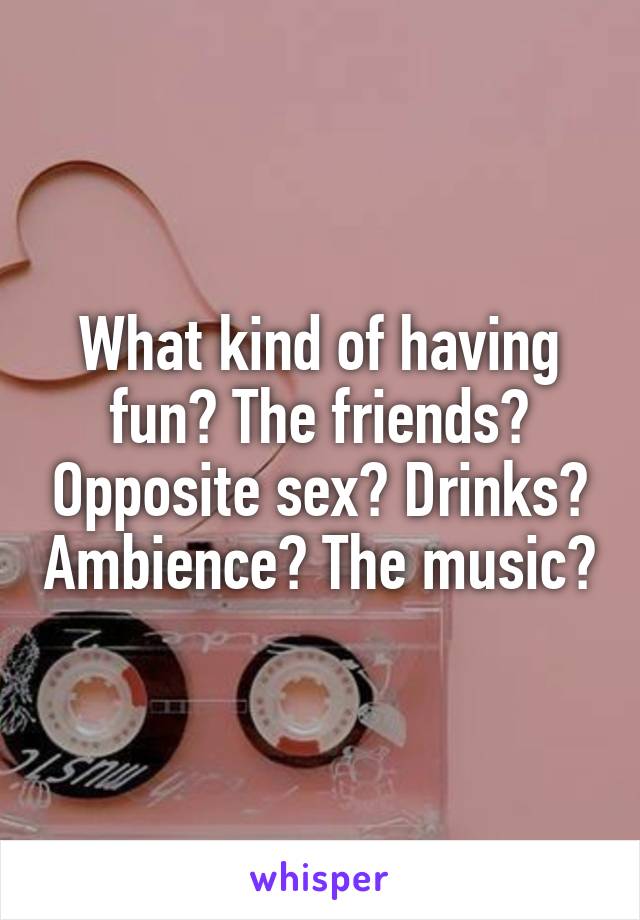 What kind of having fun? The friends? Opposite sex? Drinks? Ambience? The music?