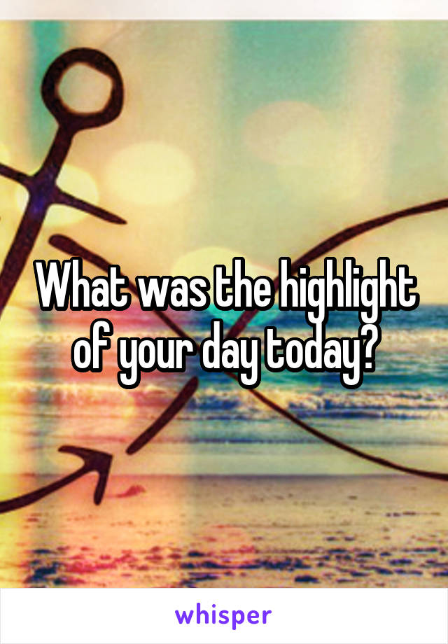 What was the highlight of your day today?