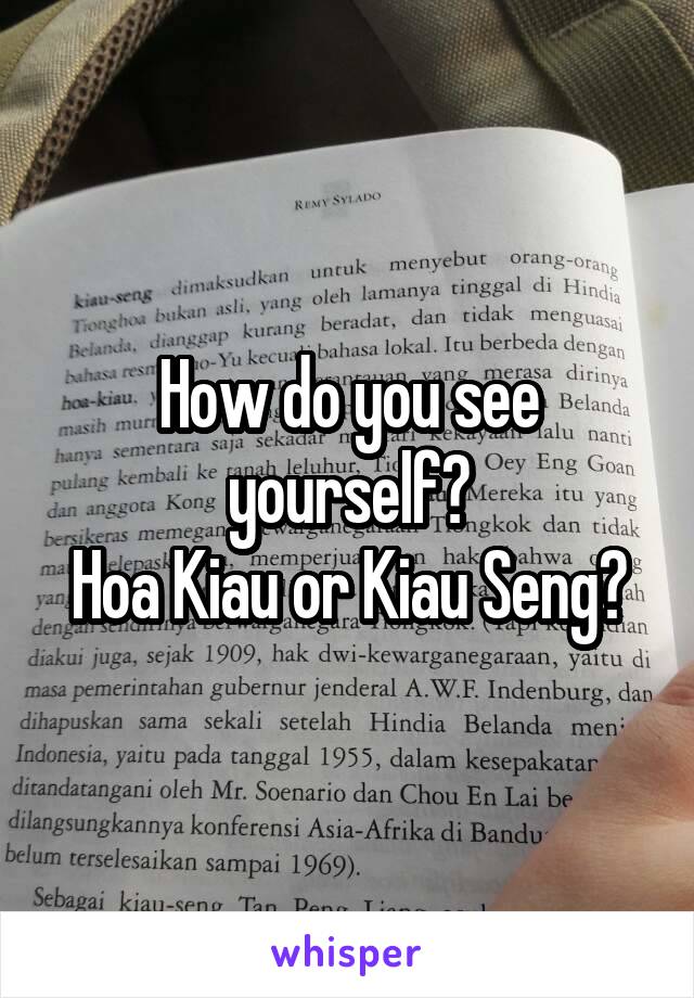 How do you see yourself?
Hoa Kiau or Kiau Seng?