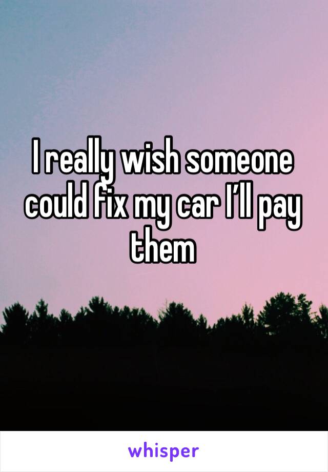 I really wish someone could fix my car I’ll pay them 