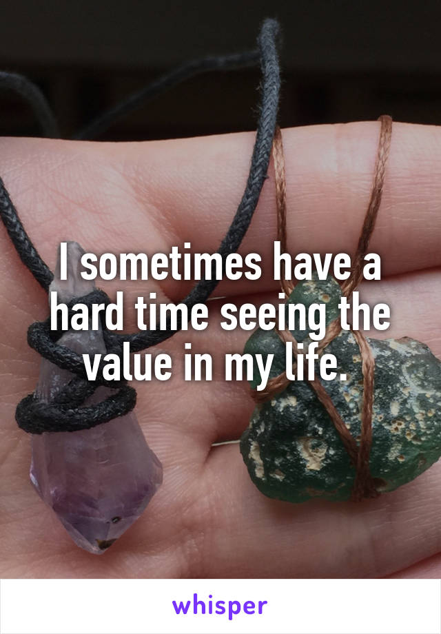 I sometimes have a hard time seeing the value in my life. 