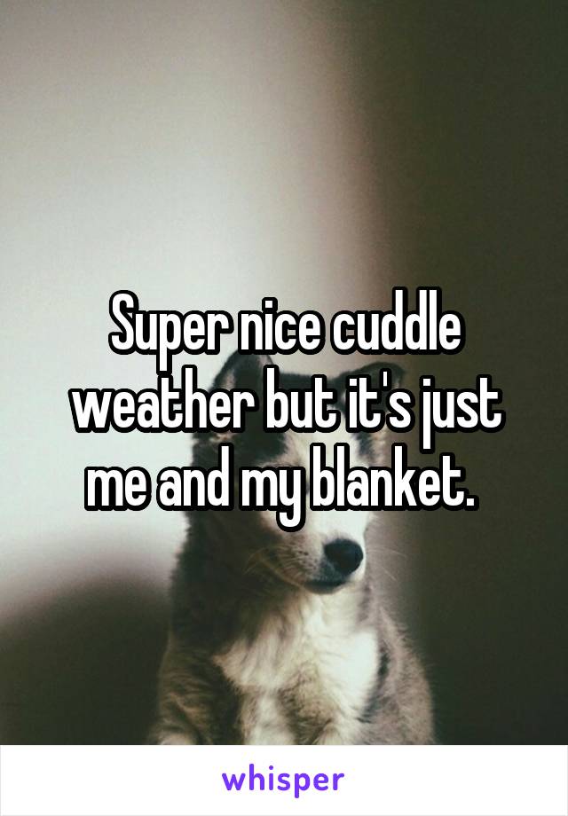 Super nice cuddle weather but it's just me and my blanket. 