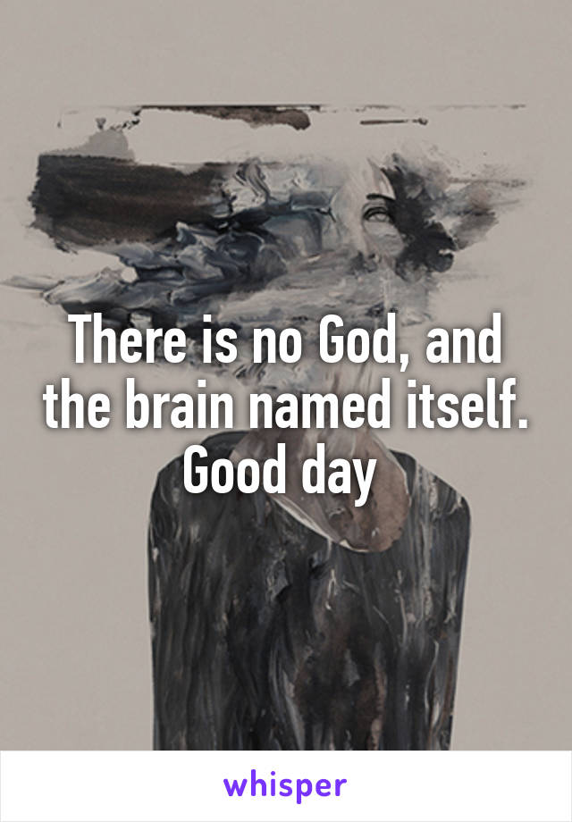 There is no God, and the brain named itself.
Good day 
