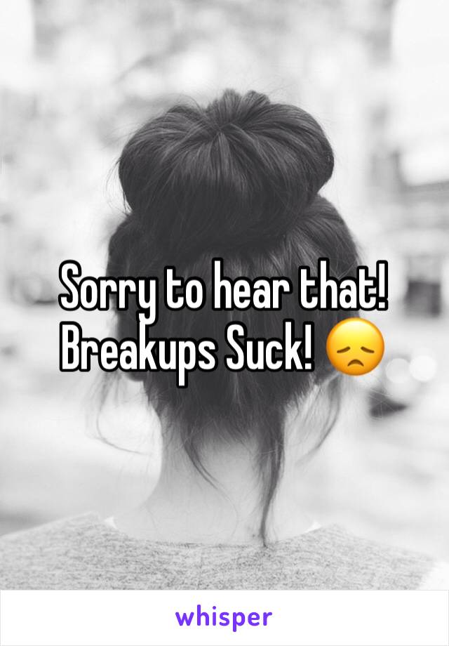 Sorry to hear that! 
Breakups Suck! 😞