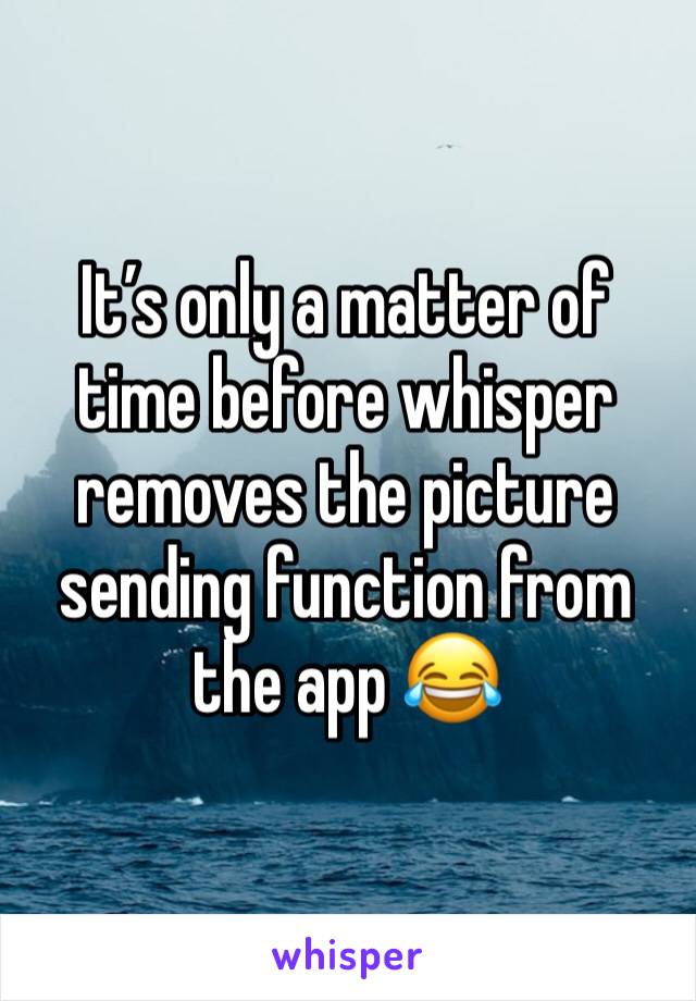 It’s only a matter of time before whisper removes the picture sending function from the app 😂
