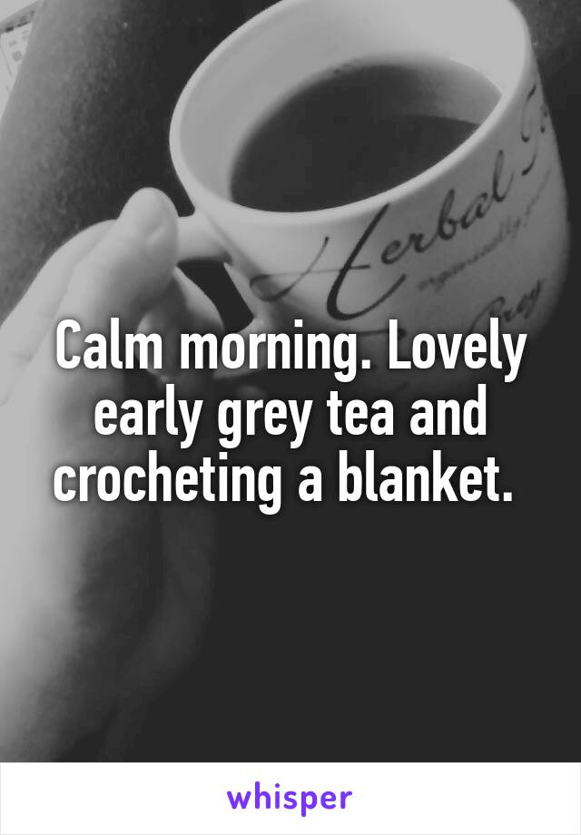 Calm morning. Lovely early grey tea and crocheting a blanket. 