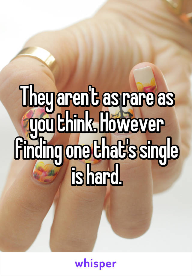 They aren't as rare as you think. However finding one that's single is hard.