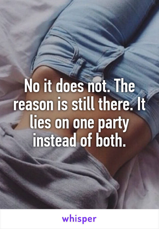 No it does not. The reason is still there. It lies on one party instead of both.
