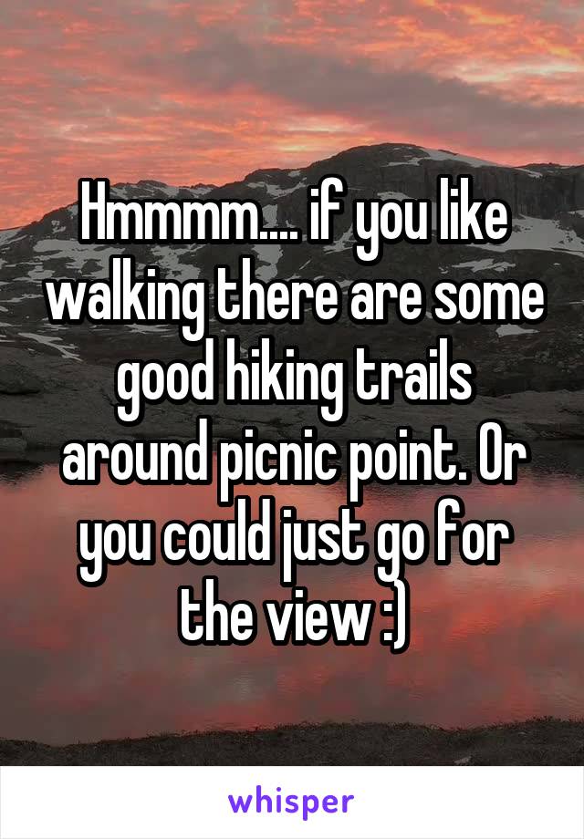 Hmmmm.... if you like walking there are some good hiking trails around picnic point. Or you could just go for the view :)