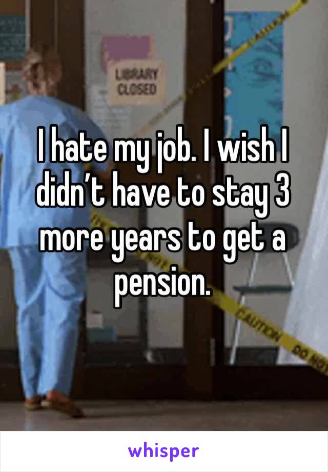 I hate my job. I wish I didn’t have to stay 3 more years to get a pension. 