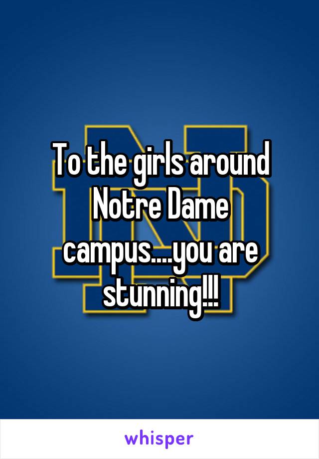 To the girls around Notre Dame campus....you are stunning!!!