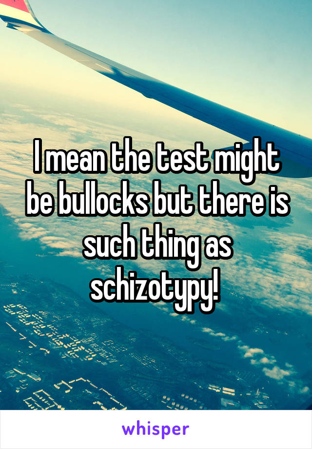 I mean the test might be bullocks but there is such thing as schizotypy! 