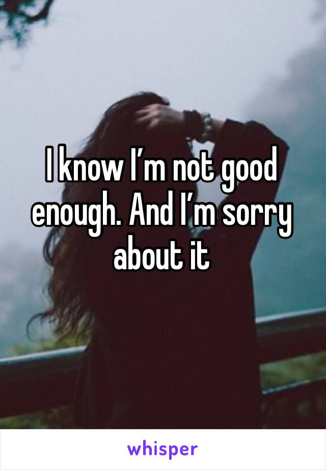 I know I’m not good enough. And I’m sorry about it