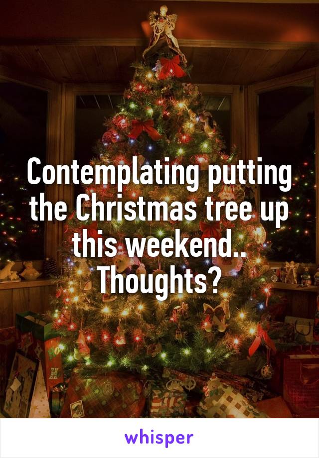 Contemplating putting the Christmas tree up this weekend..
Thoughts?