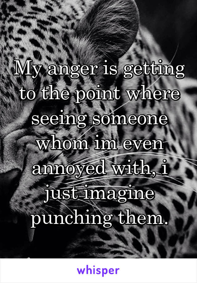 My anger is getting to the point where seeing someone whom im even annoyed with, i just imagine punching them.