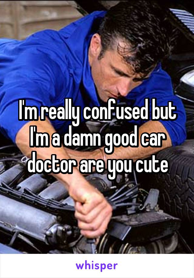 I'm really confused but I'm a damn good car doctor are you cute