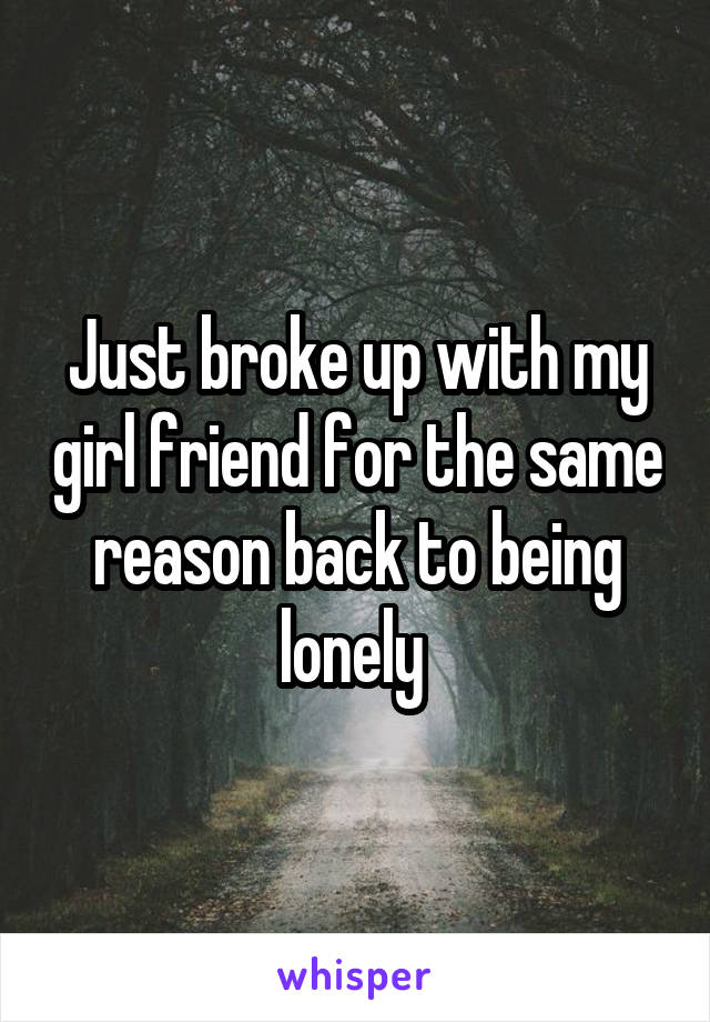 Just broke up with my girl friend for the same reason back to being lonely 