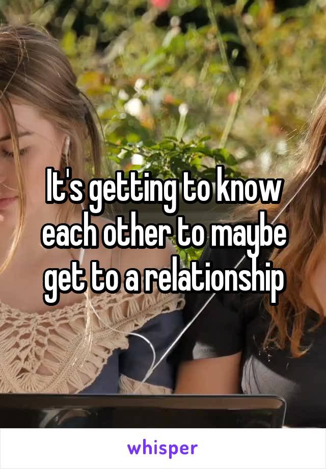 It's getting to know each other to maybe get to a relationship