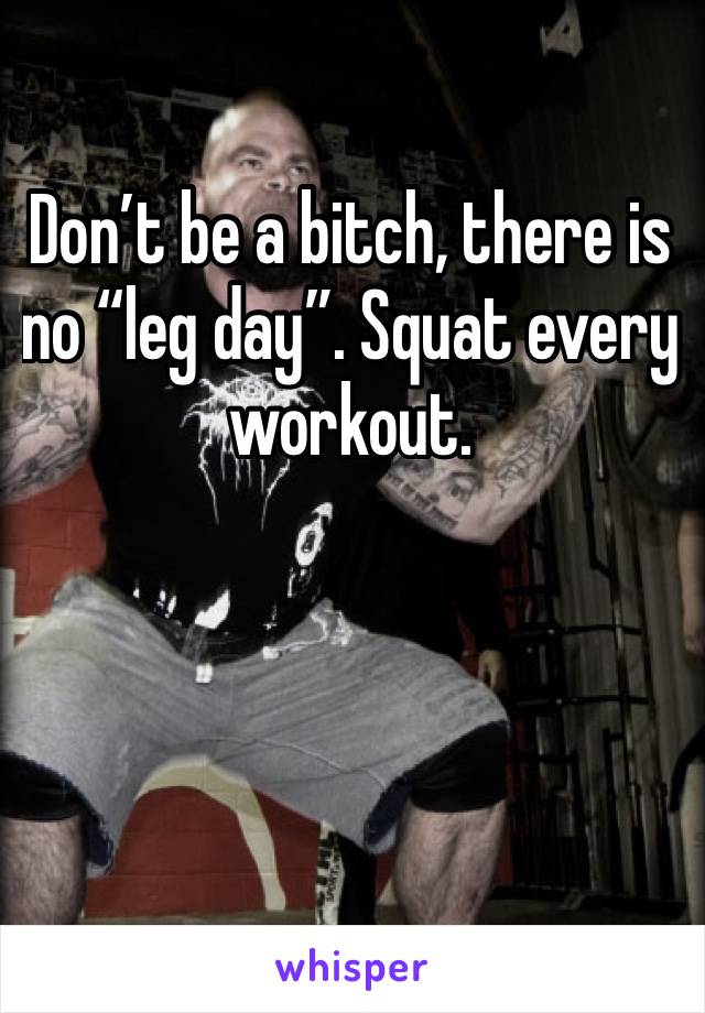 Don’t be a bitch, there is no “leg day”. Squat every workout.