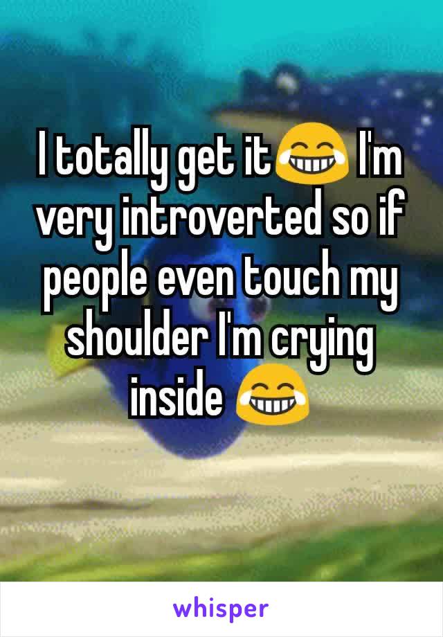 I totally get it😂 I'm very introverted so if people even touch my shoulder I'm crying inside 😂