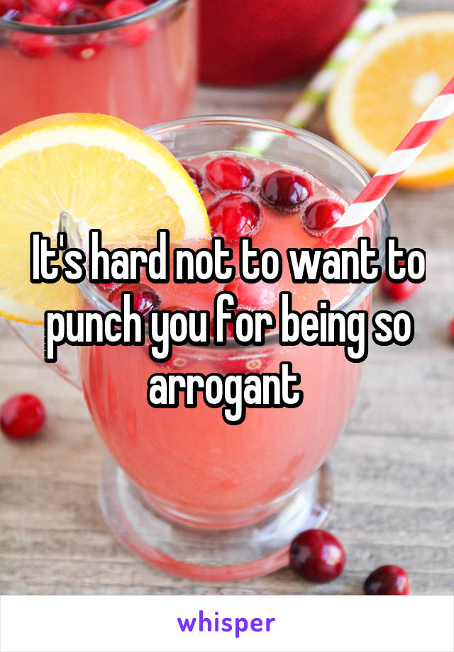 It's hard not to want to punch you for being so arrogant 