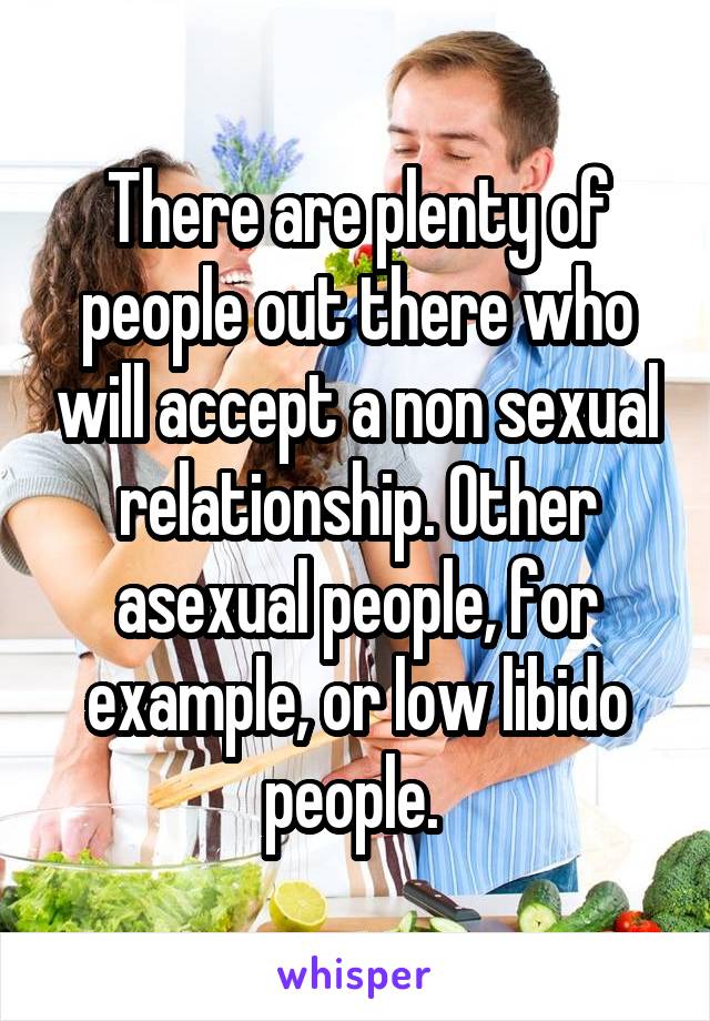 There are plenty of people out there who will accept a non sexual relationship. Other asexual people, for example, or low libido people. 