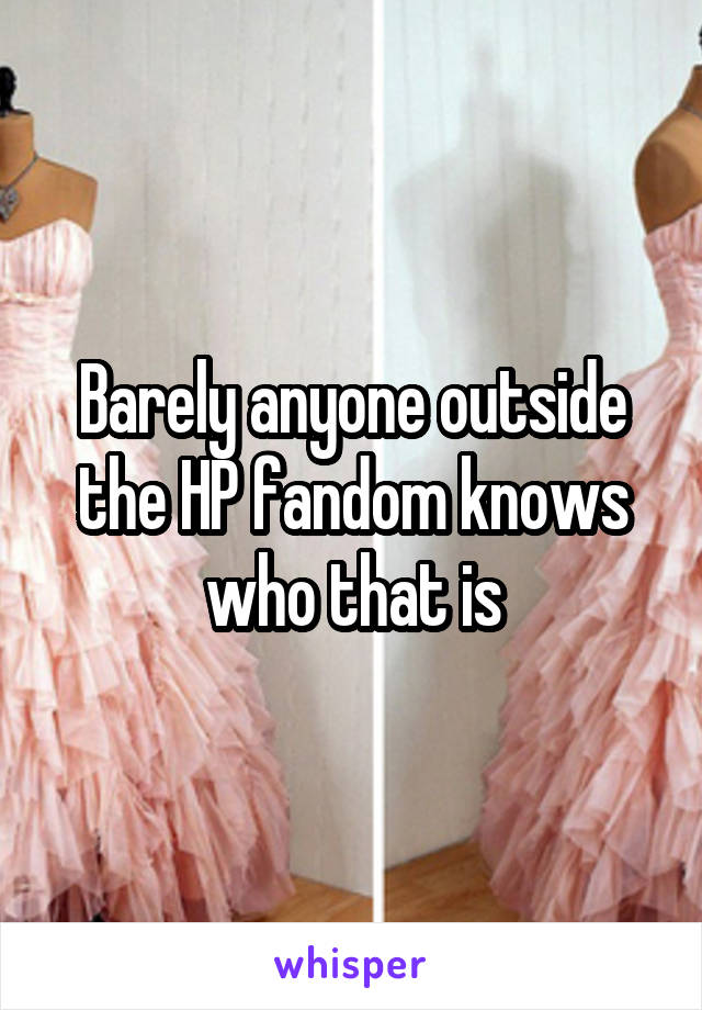Barely anyone outside the HP fandom knows who that is
