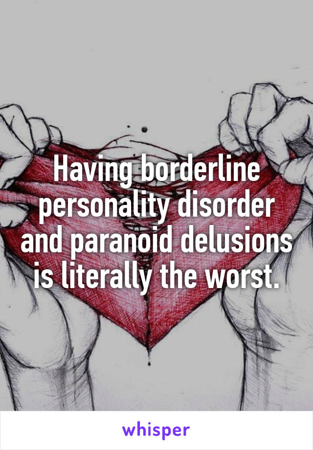 Having borderline personality disorder and paranoid delusions is literally the worst.