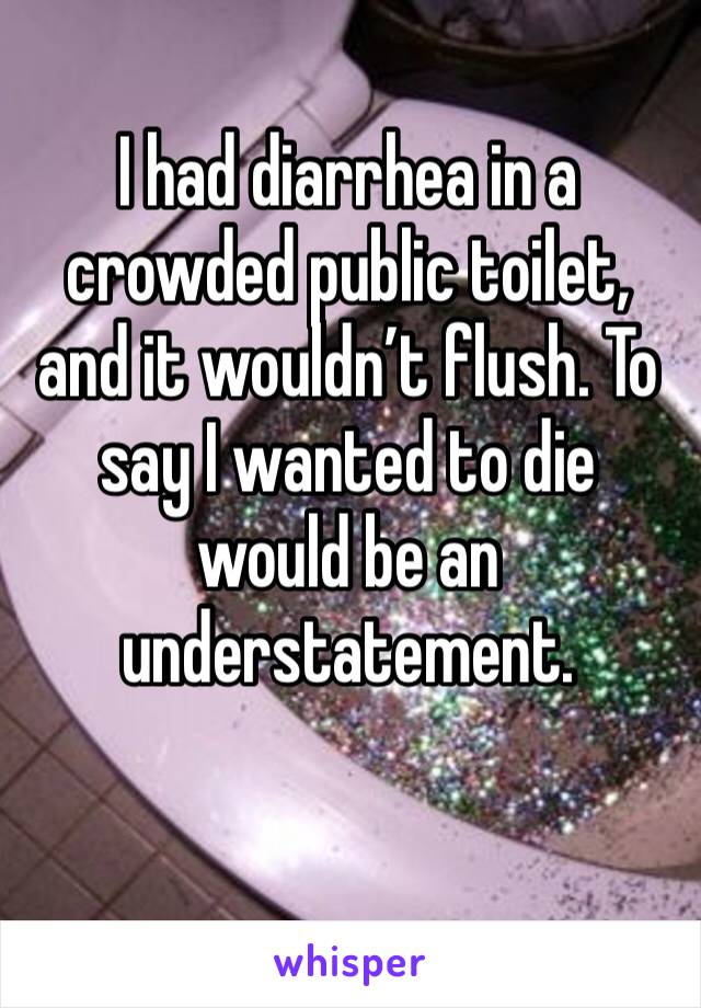 I had diarrhea in a crowded public toilet, and it wouldn’t flush. To say I wanted to die would be an understatement.