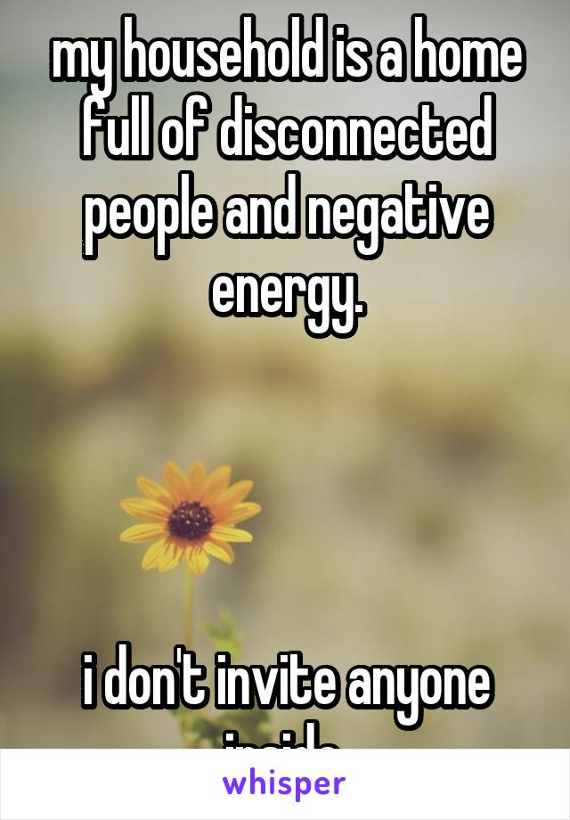 my household is a home full of disconnected people and negative energy.




i don't invite anyone inside.