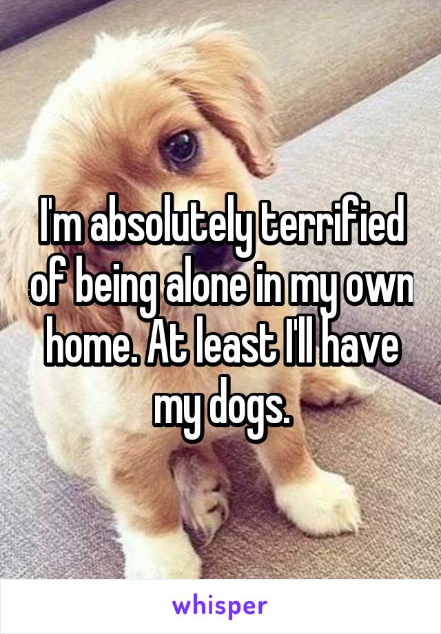 I'm absolutely terrified of being alone in my own home. At least I'll have my dogs.