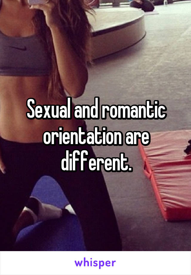 Sexual and romantic orientation are different.