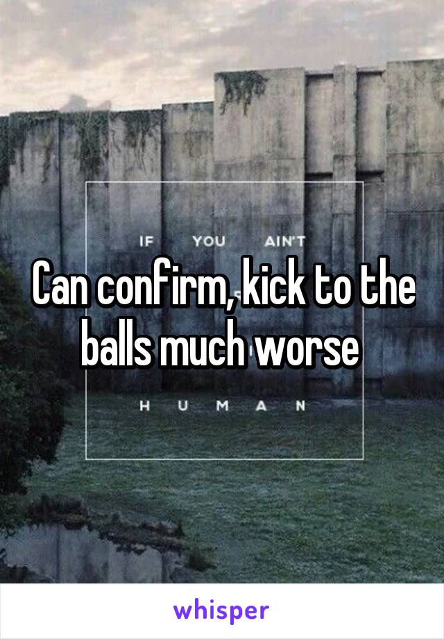 Can confirm, kick to the balls much worse 