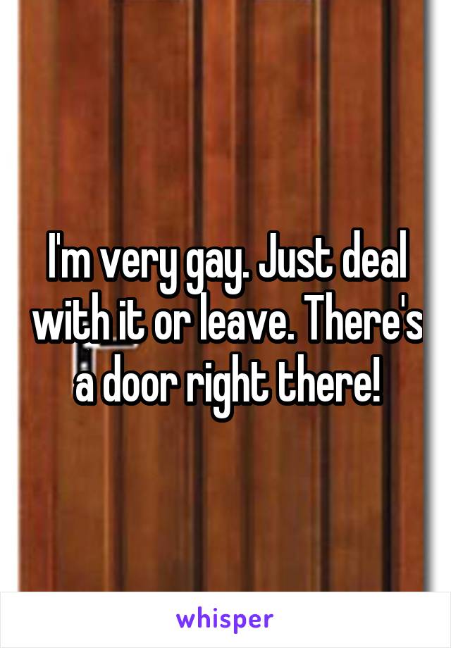 I'm very gay. Just deal with it or leave. There's a door right there!