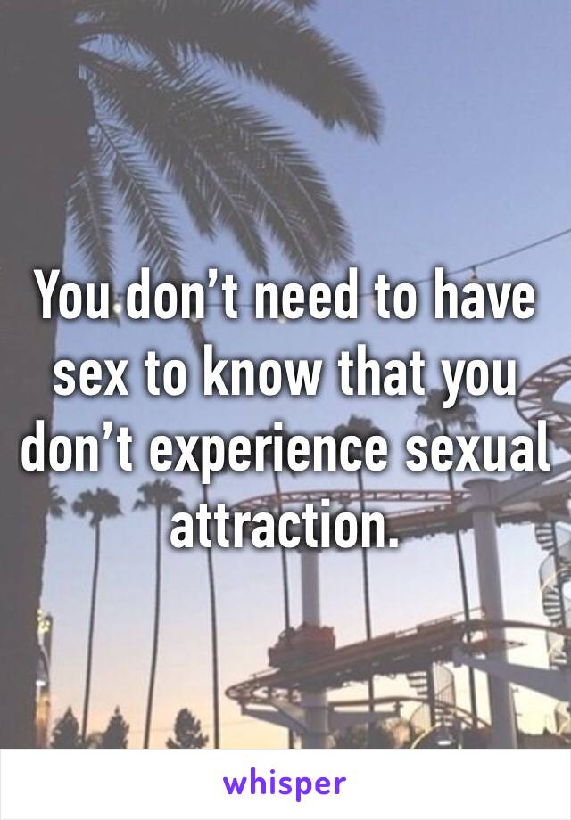 You don’t need to have sex to know that you don’t experience sexual attraction.