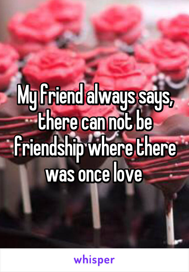 My friend always says, there can not be friendship where there was once love 