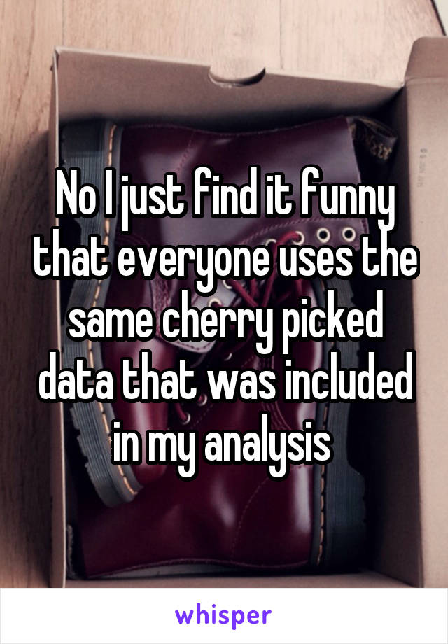 No I just find it funny that everyone uses the same cherry picked data that was included in my analysis 